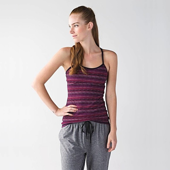 lululemon athletica Tops - Lululemon Power Y Tank Top in Space Dye Twist Regal Plum Alarming & Naval Blue